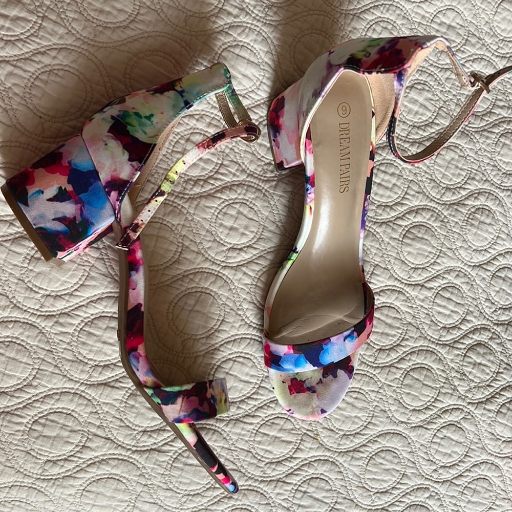 Colorful Floral Low Heels